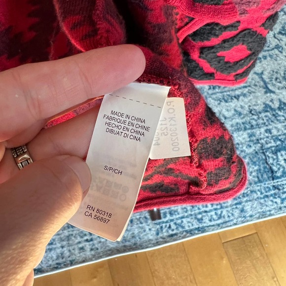 Lucky Brand aztec southwestern tribal red knit open front sweater cardigan Small - Picture 4 of 9